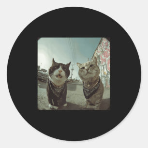 Funny Graphic Cat Gangster Funny _2 Classic Round Sticker