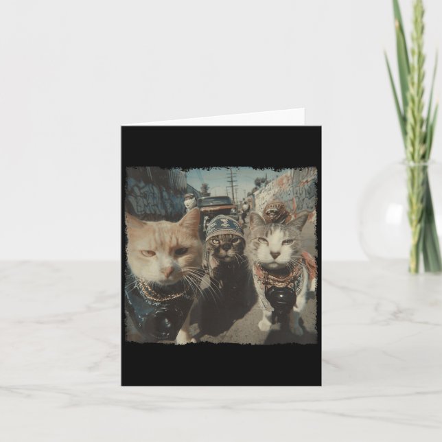 Funny Graphic Cat Gangster Funny _3  Card (Front)