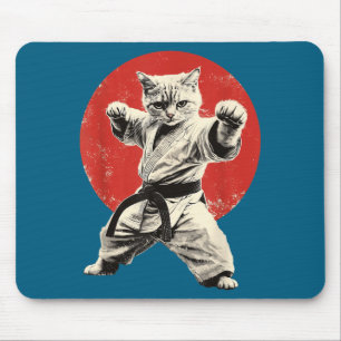 Funny Graphic Cat Karate Judo Japan Japanese Mouse Mat