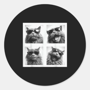 Funny Graphic Cat Photobooth Selfie Funny _1  Classic Round Sticker