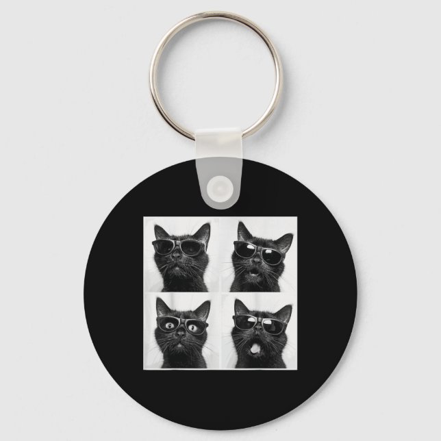 Funny Graphic Cat Photobooth Selfie Funny _2  Key Ring (Front)