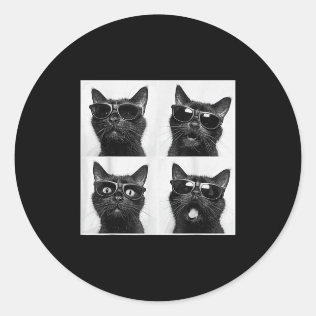 Funny Graphic Cat Photobooth Selfie Funny _5  Classic Round Sticker (Front)