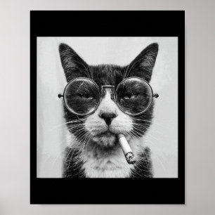 Funny Graphic Cat Smoking Adult Funny _1  Poster