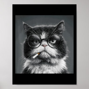 Funny Graphic Cat Smoking Adult Funny _2  Poster
