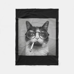 Funny Graphic Cat Smoking Adult Funny  Fleece Blanket