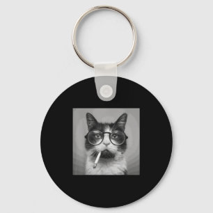 Funny Graphic Cat Smoking Adult Funny  Key Ring