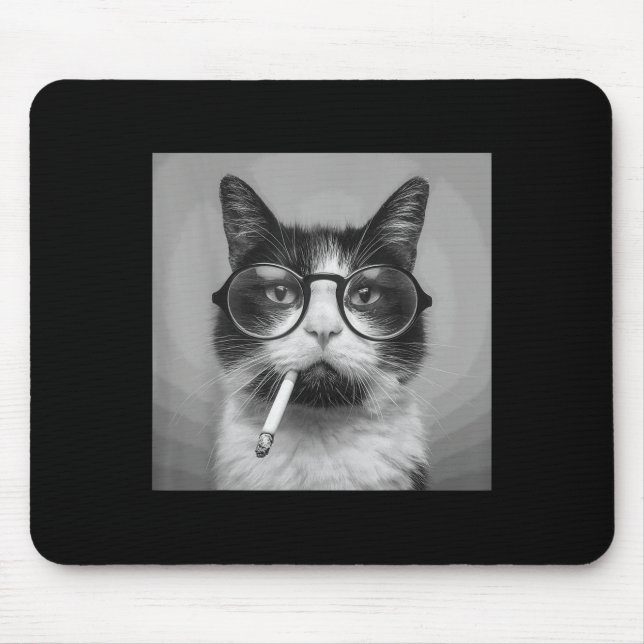 Funny Graphic Cat Smoking Adult Funny  Mouse Mat (Front)