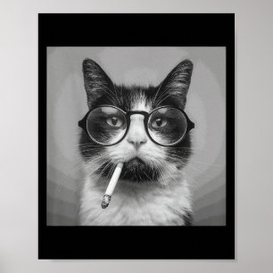 Funny Graphic Cat Smoking Adult Funny Poster