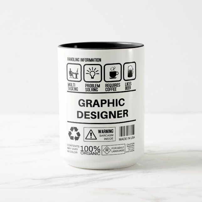 Funny Graphic Designer Handling Information Mug (Center)