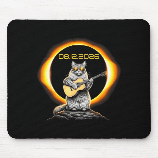 Funny Graphic Eclipse Cat Guitar 08 12 Mouse Mat (Front)
