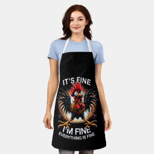 Funny Graphic It's Fine I'm Fine Weird Crazy Chick Apron