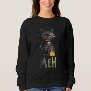 Funny Graphic Meh Cat Black Funny For Women Hallow Sweatshirt