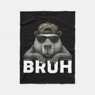 Funny Graphic Meme Capybara Bruh For Boys Girls Me Fleece Blanket