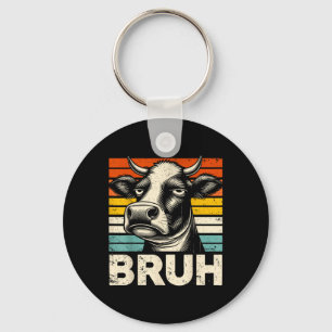 Funny Graphic Meme Cow Bruh For Boys Girls Kids Me Key Ring