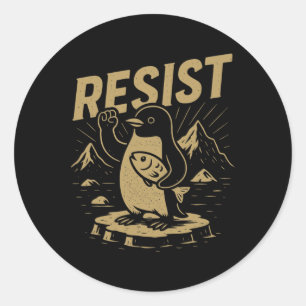 Funny Graphic Penguins Resist Penguin Against Tari Classic Round Sticker