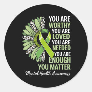 Funny Graphic Support Warrior Mental Health Awaren Classic Round Sticker