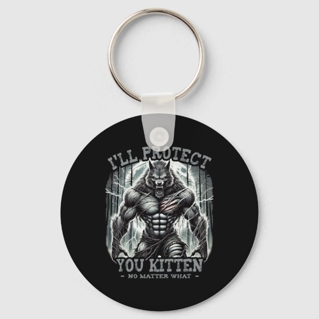 Funny Graphic Tee I'll Protect You Kitten Alpha Wo Key Ring (Front)