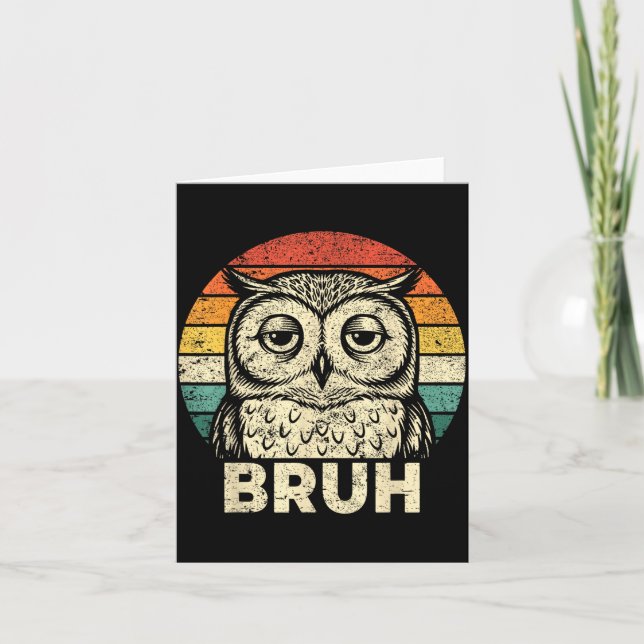 Funny Graphic Tees Owl Bruh For Boys Girls Men Wom Card (Front)
