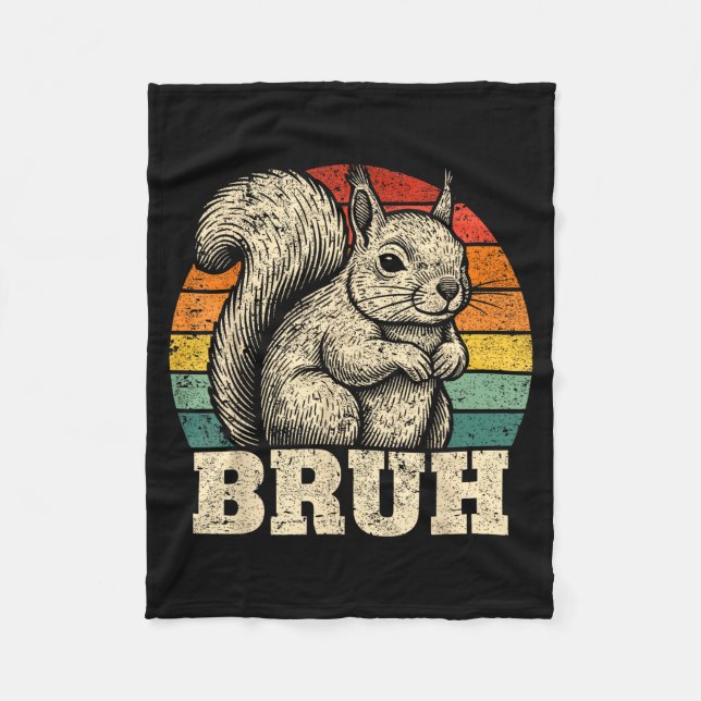 Funny Graphic Tees Squirrel Bruh For Boys Girls Me Fleece Blanket (Front)