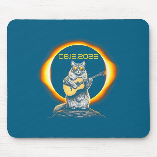 Funny Graphic Womens Eclipse Cat Guitar 08 Mouse Mat (Front)