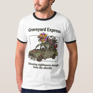 Funny Graveyard Express Delivering Nightmares T-Shirt