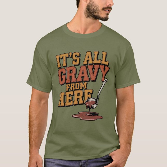 Funny Gravy Thanksgiving  - Retro Foodie Tee (Front)