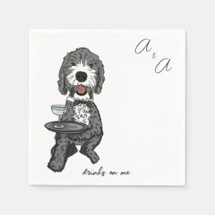 Funny Gray Poodle Cocktail  Napkin