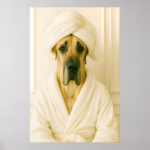 Funny Great Dane Bathroom Print, Great Dane In Poster