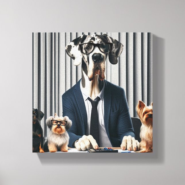 Funny Great Dane Mantle working Accountant Canvas Print (Front)