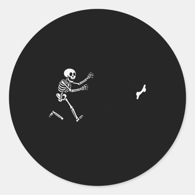 Funny Great Dane Running Skeleton Halloween  Classic Round Sticker (Front)