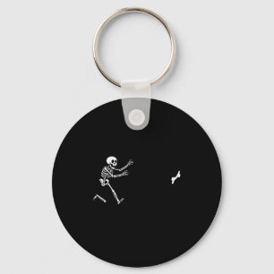 Funny Great Dane Running Skeleton Halloween Key Ring
