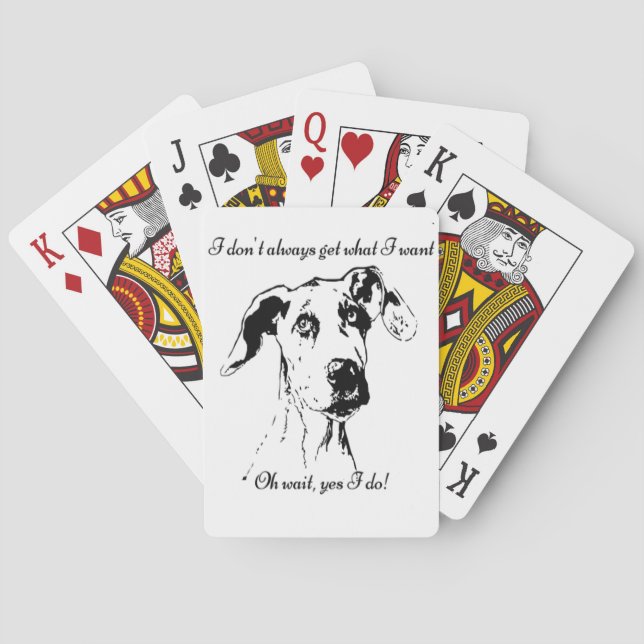 Funny Great Dane Spoiled Dog Humor Quote Playing Cards (Back)