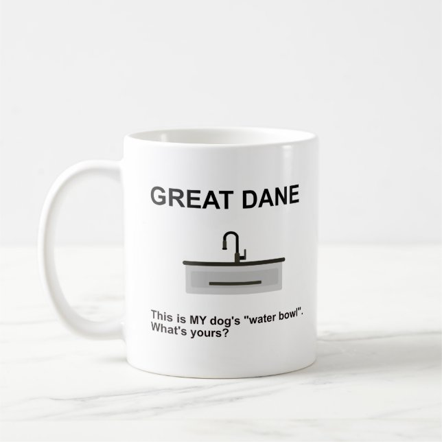 Funny Great Dane Water Bowl Truth Coffee Mug (Left)