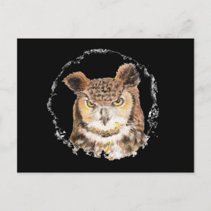Funny Great Horned Owl Peeking at You Postcard