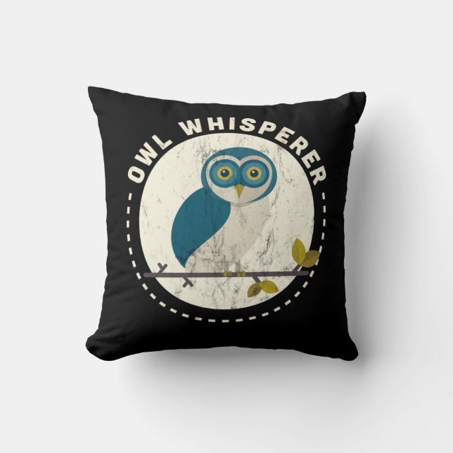 Funny Great Horned Owl Whisperer Bird Watching Gif Cushion (Front)