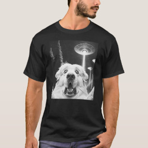 Funny Great Pyrenees Alien UFO Taking a Selfie Dog T-Shirt