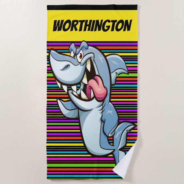 Funny Great White Shark Beach Towel (Front)