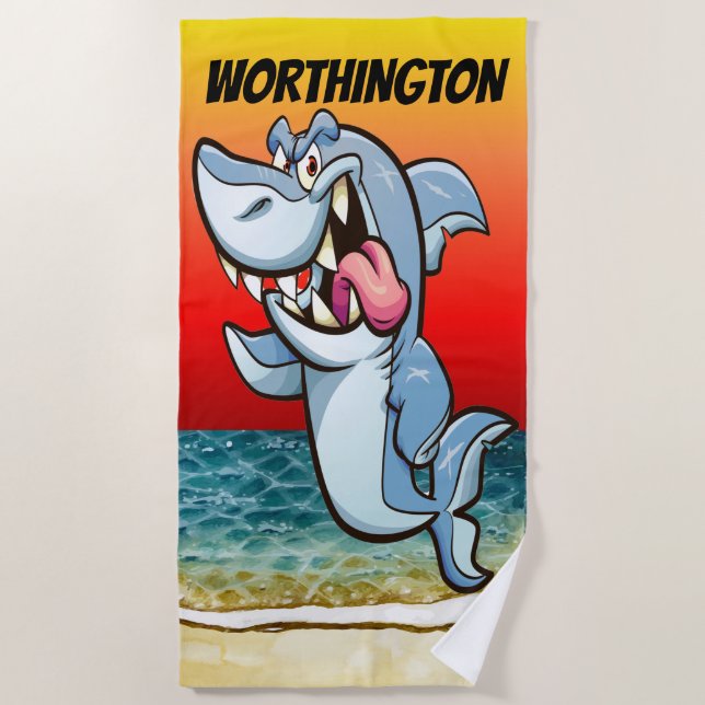 Funny Great White Shark Beach Towel (Front)