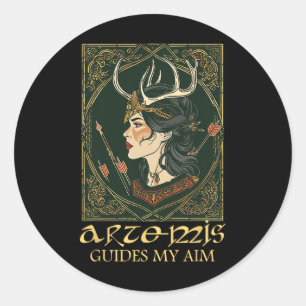 Funny Greek Goddess Artemis Deer Hunting Mythology Classic Round Sticker
