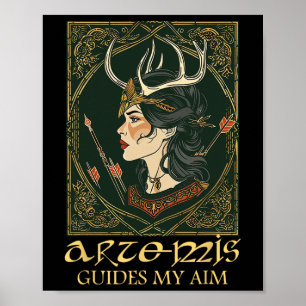 Funny Greek Goddess Artemis Deer Hunting Mythology Poster