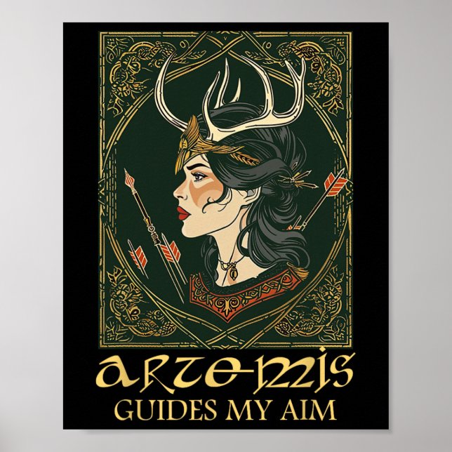 Funny Greek Goddess Artemis Deer Hunting Mythology Poster (Front)