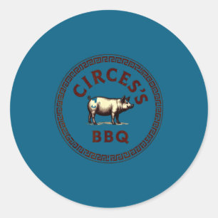 Funny greek mythology circe's bbq adventure  classic round sticker