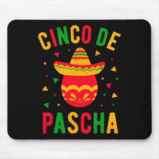 Funny Greek Orthodox Easter Egg Kalo Pascha Cinco  Mouse Mat (Front)