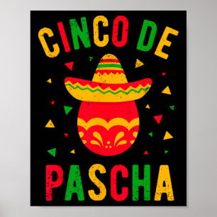 Funny Greek Orthodox Easter Egg Kalo Pascha Cinco Poster