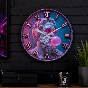 Funny Greek Philosopher Bubble Gum Large Clock