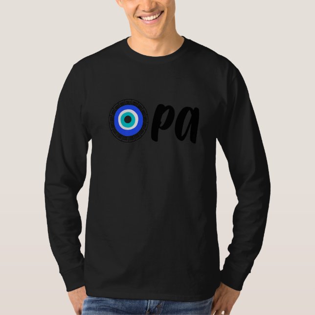 Funny Greek Pride OPA Greek Key Hellas Greece Evil T-Shirt (Front)