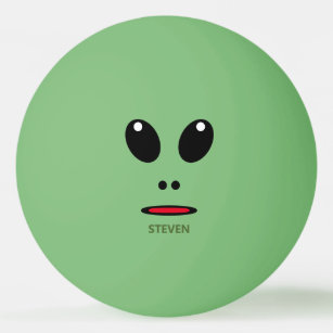 Funny Green Alien Face Personalised Ping Pong Ball