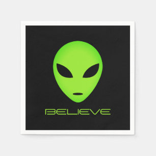 Funny green alien head custom Birthday party Napkin