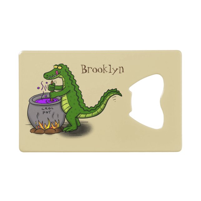 Funny green alligator cooking cartoon (Front (Horizontal))