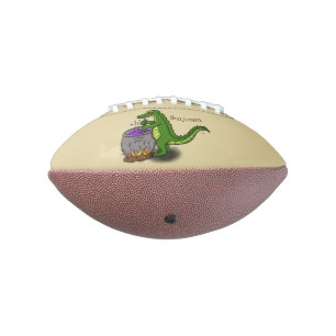 Funny green alligator cooking cartoon american football